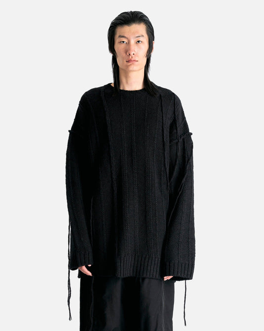 Yohji Yamamoto Pour Homme Men Sweaters 03 String Switching Round Neck in Black