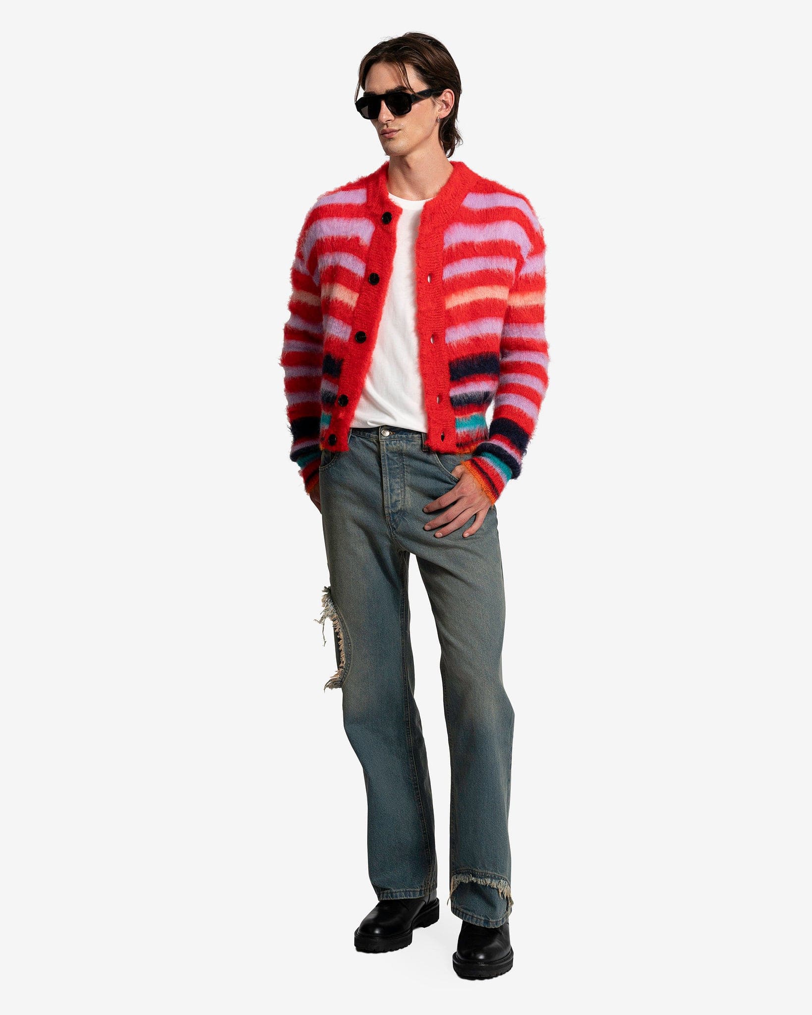 Striped Cardigan in Red/Multi