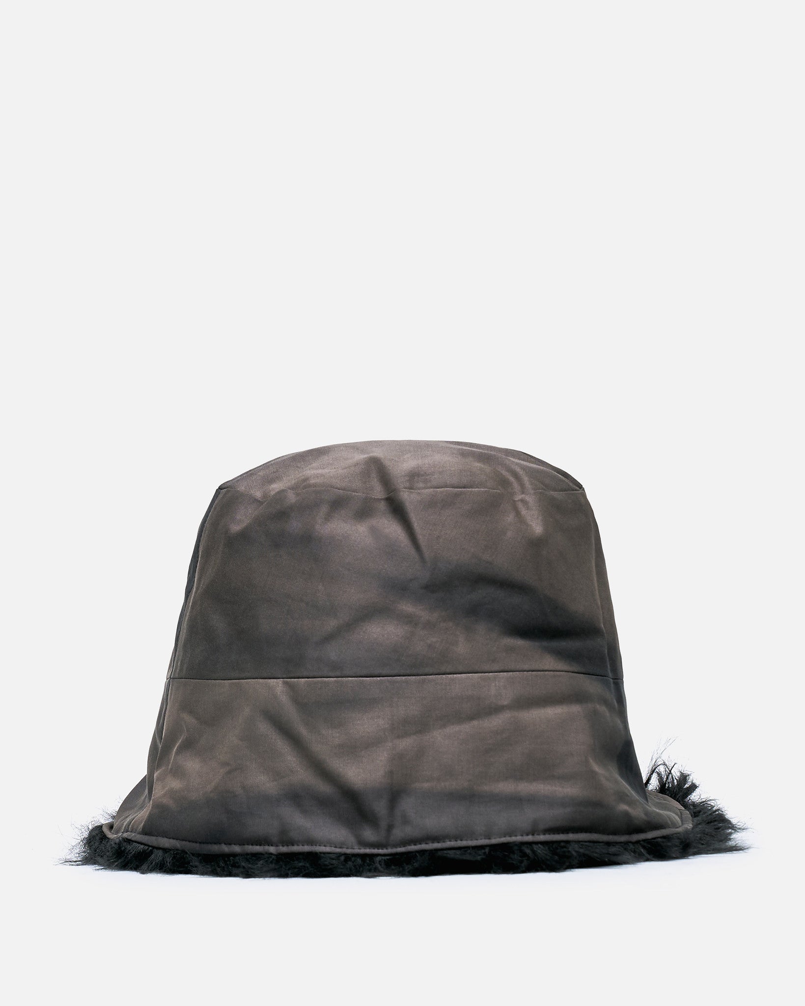 JiyongKim Men's Hats OS Sun-Bleached Faux Fur Reversible Bucket Hat in Dark Grey