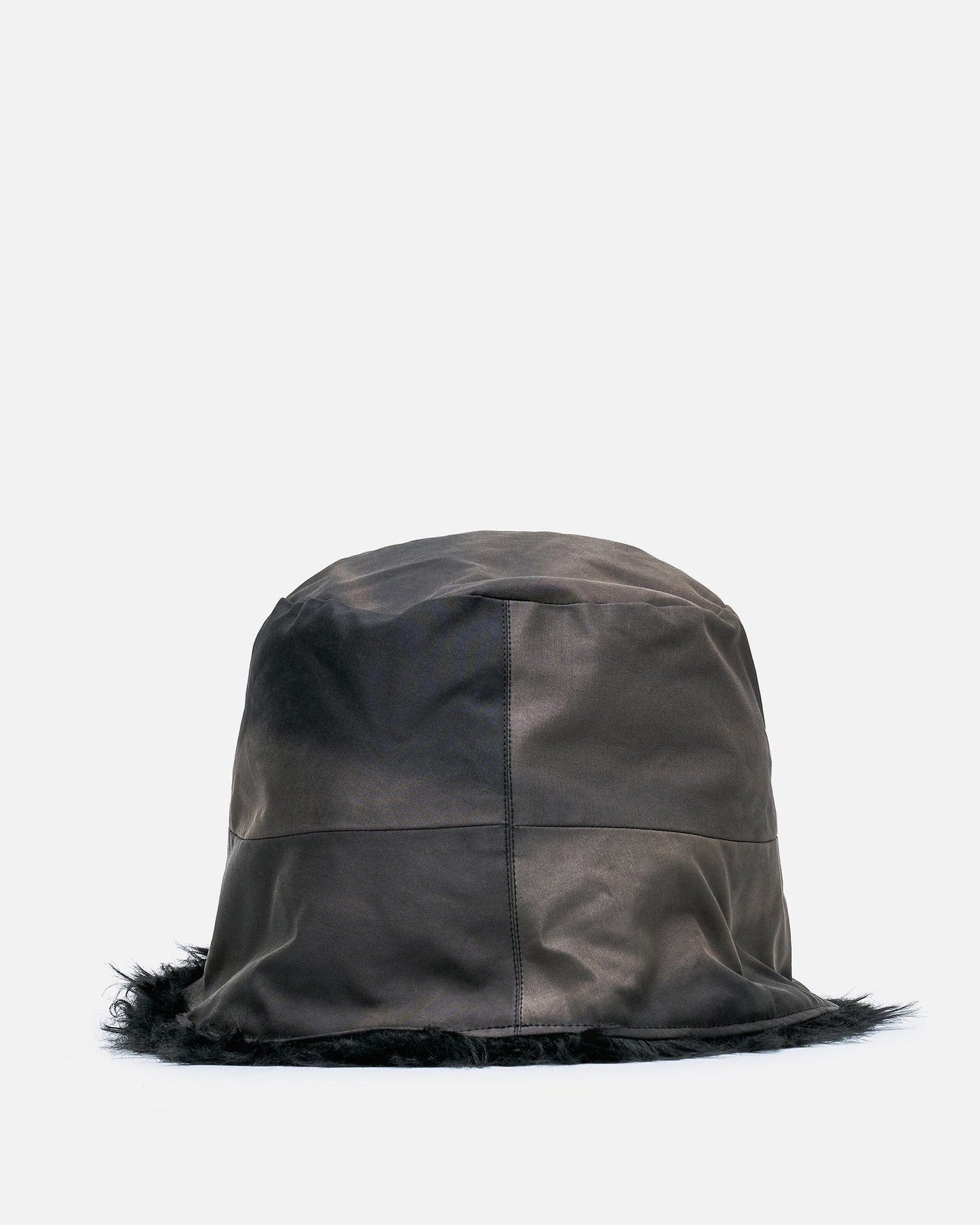 JiyongKim Men's Hats OS Sun-Bleached Faux Fur Reversible Bucket Hat in Dark Grey