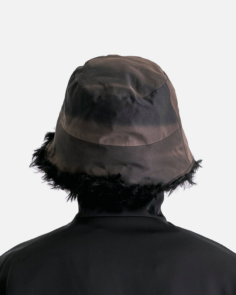 JiyongKim Men's Hats OS Sun-Bleached Faux Fur Reversible Bucket Hat in Dark Grey