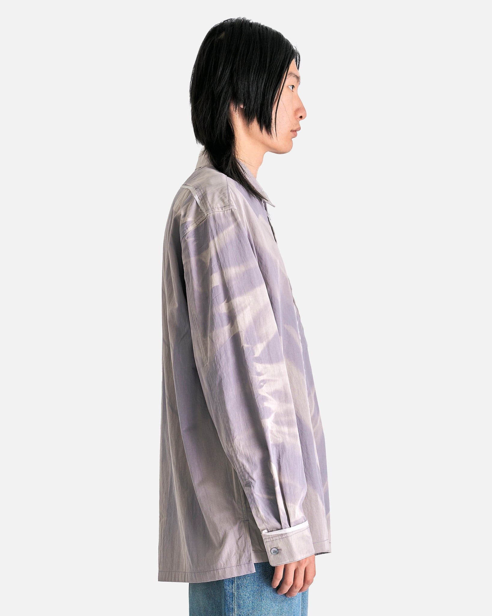 JiyongKim Men's Shirts L Sun-Bleached Raw Edge Shirt in Off-White