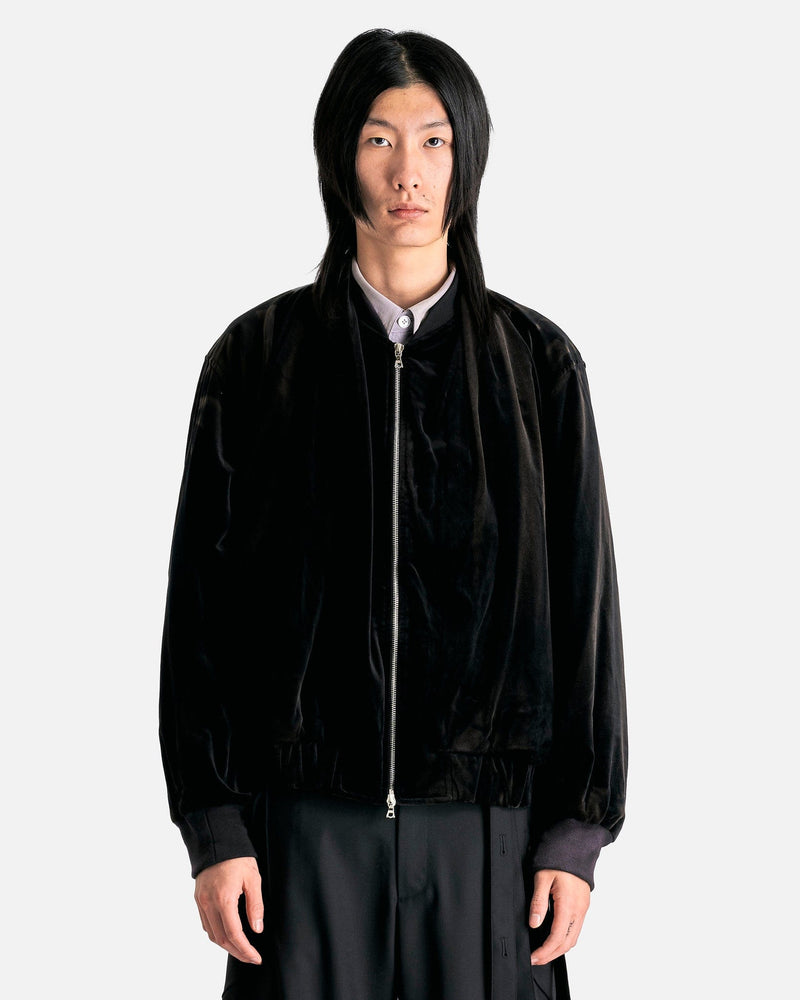 JiyongKim Men's Jackets Sun-Bleached Velvet Shawl Collar Bomber in Black