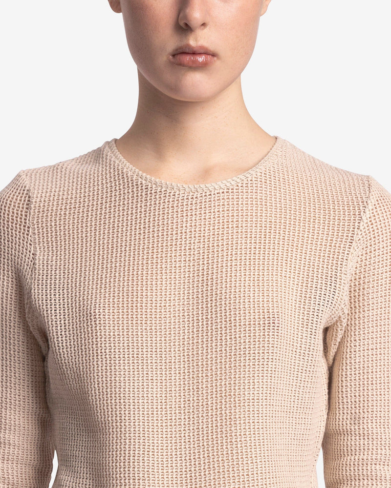 Our Legacy Women Tops Super Slim Long Sleeve in Metallic Sand Rustic Mesh