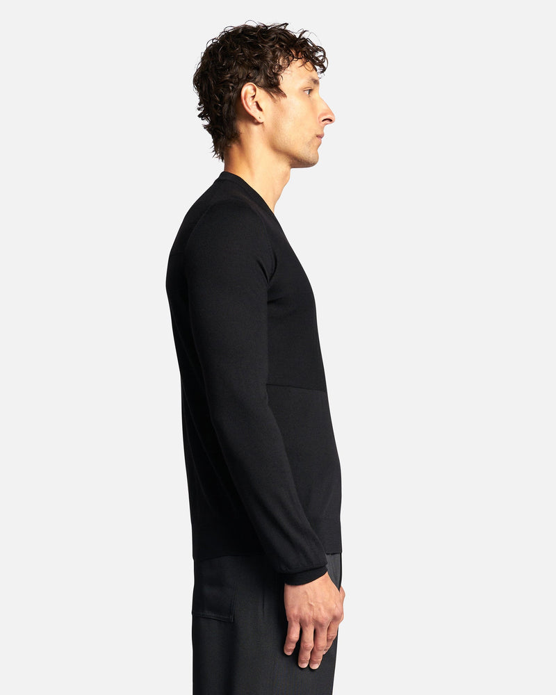 Jil Sander Men's Sweatshirts Superfine Merino Wool Sweater in Black