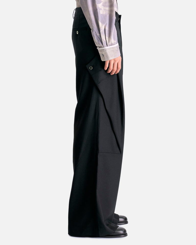 JiyongKim Men's Pants Tailored Detachable Pocket Wide Trouser in Black