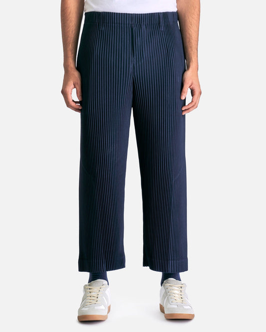 Homme Plissé Issey Miyake Men's Pants Tailored Pleats 2 Pants in Midnight Blue