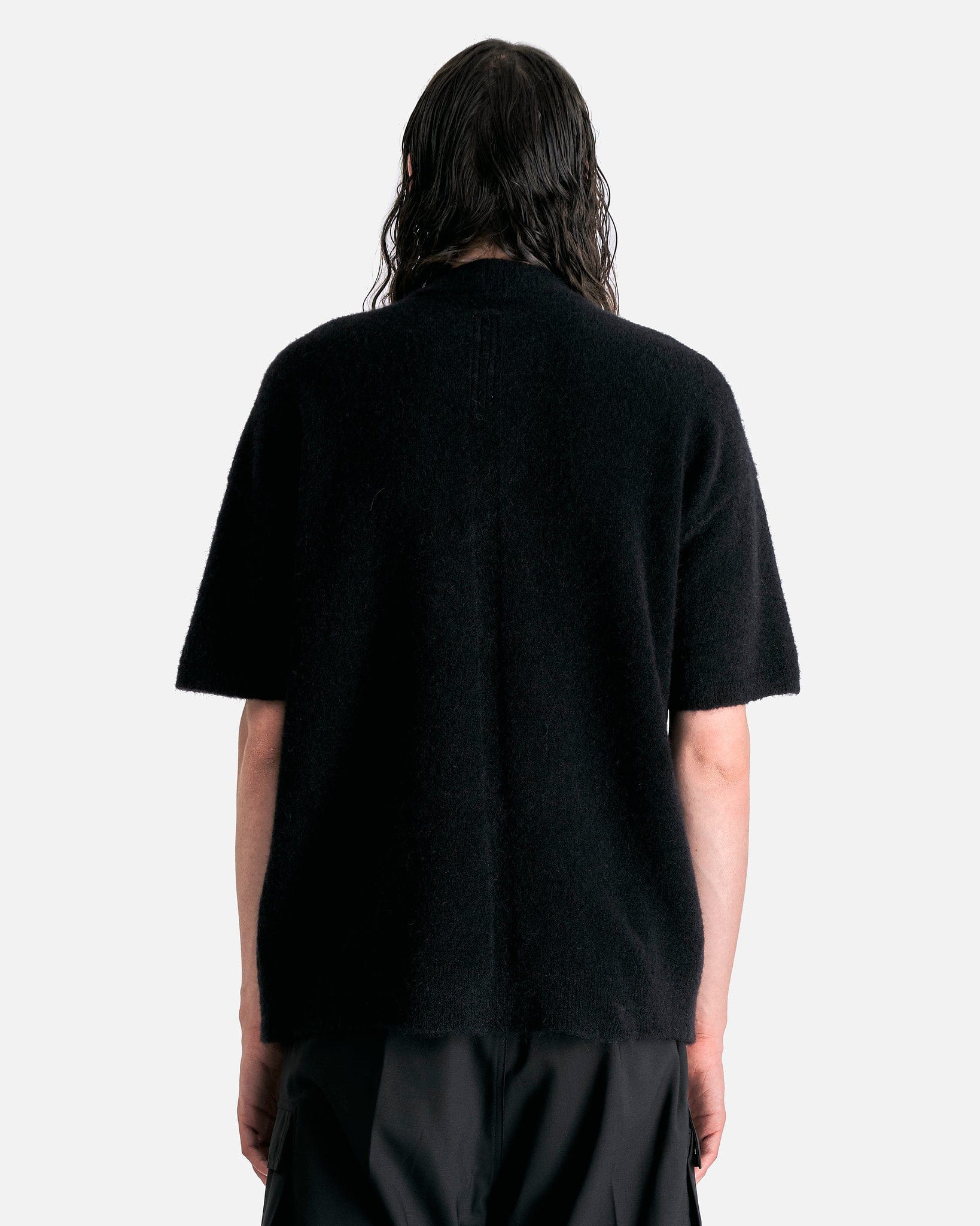 Rick Owens Men Sweaters Tommy T in Black Alpaca