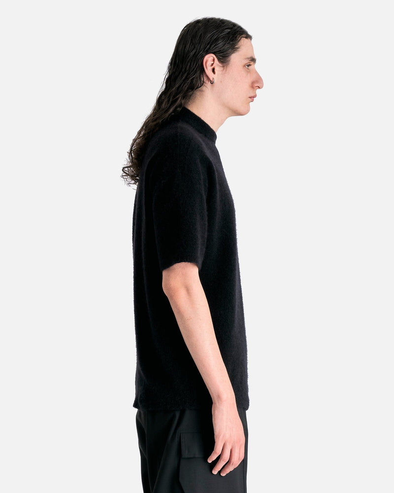 Rick Owens Men Sweaters Tommy T in Black Alpaca