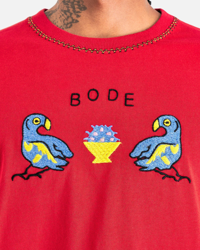 Bode Men's Shirts Twin Parakeet Tee in Red