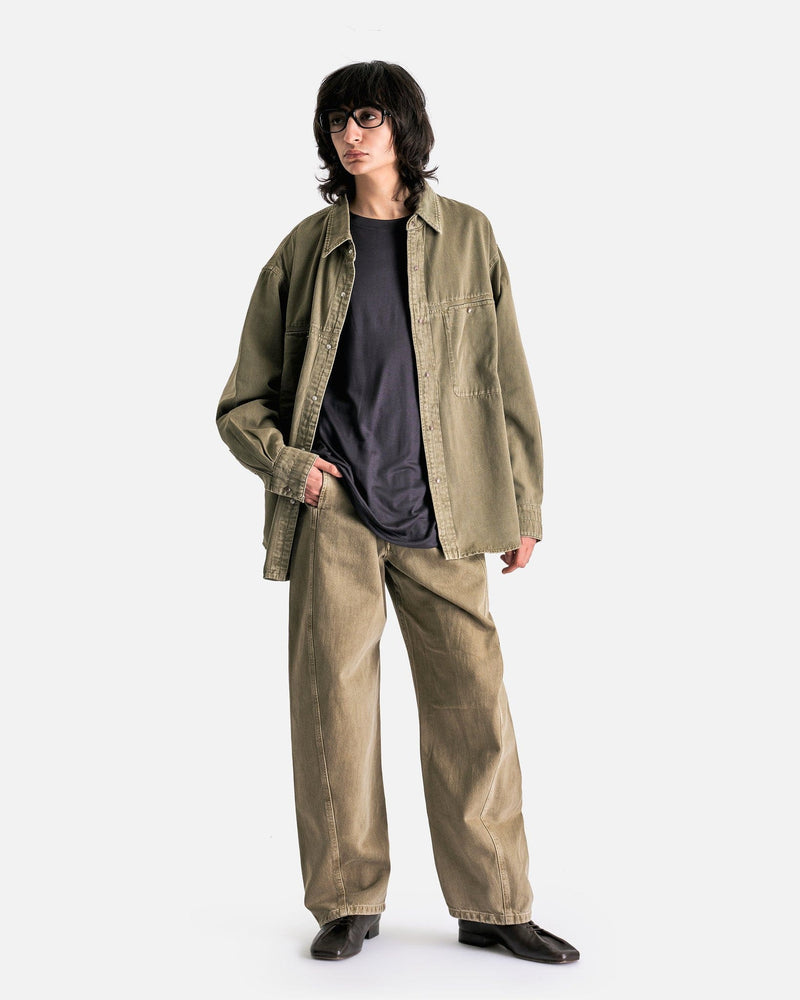 LEMAIRE Men's Pants Twisted Belted Pants in Denim Snow Olive