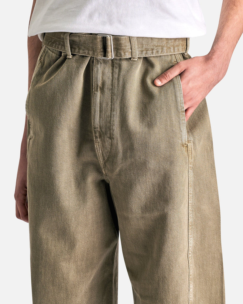 LEMAIRE Men's Pants Twisted Belted Pants in Denim Snow Olive