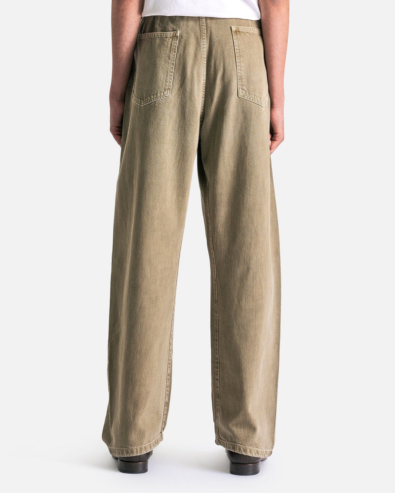 LEMAIRE Men's Pants Twisted Belted Pants in Denim Snow Olive