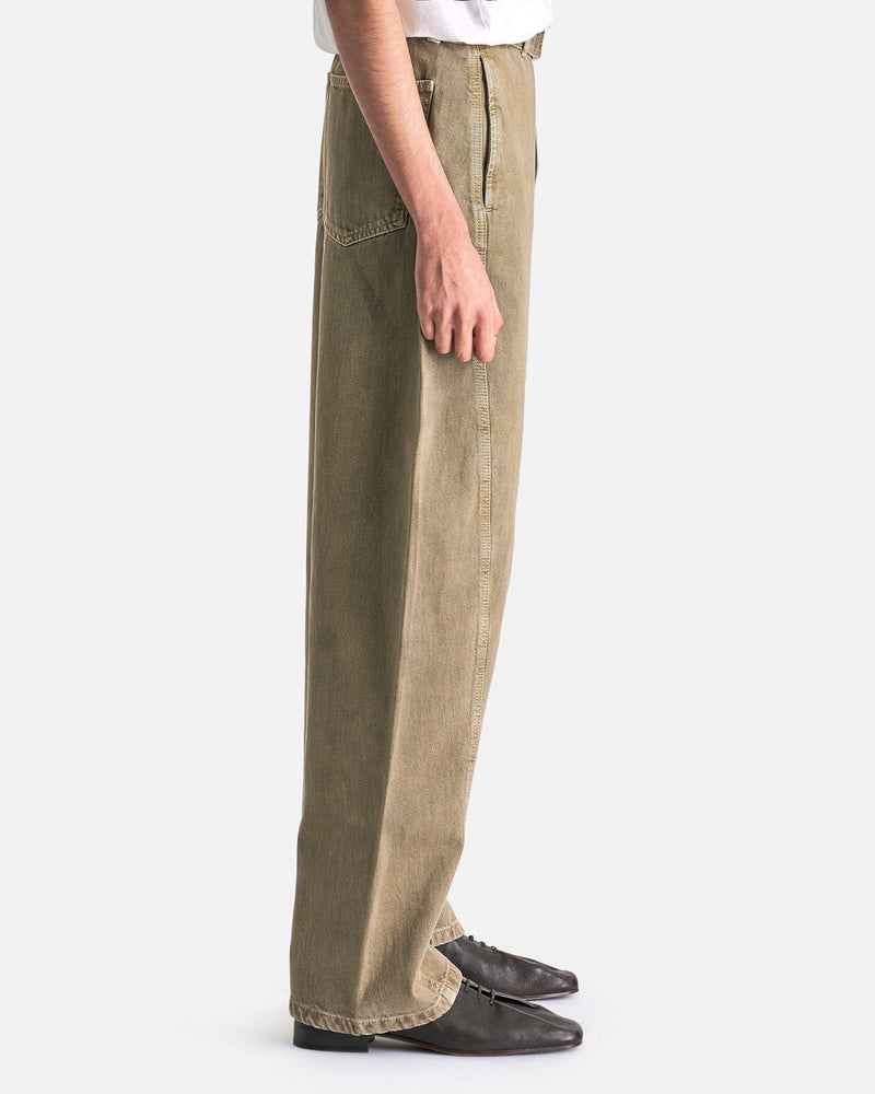 LEMAIRE Men's Pants Twisted Belted Pants in Denim Snow Olive