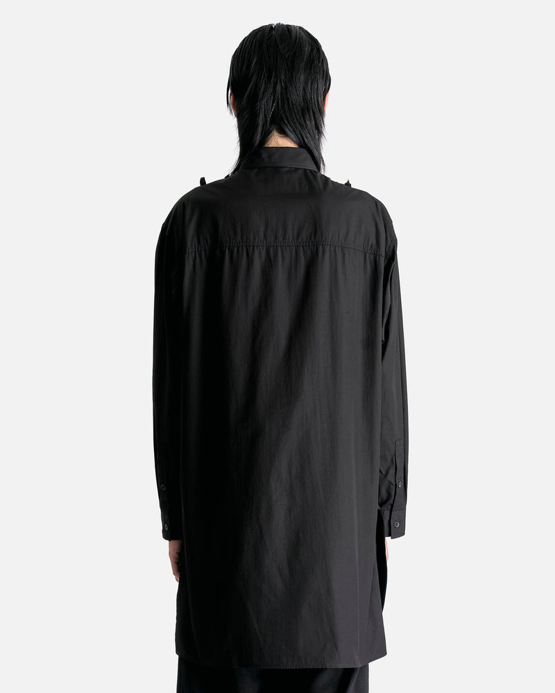 Yohji Yamamoto Pour Homme Men's Shirts U-Chain Stitch B/ Cloth in Black