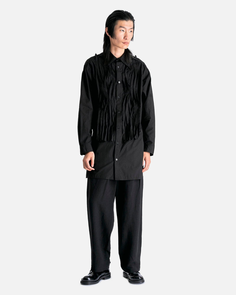 Yohji Yamamoto Pour Homme Men's Shirts U-Chain Stitch B/ Cloth in Black