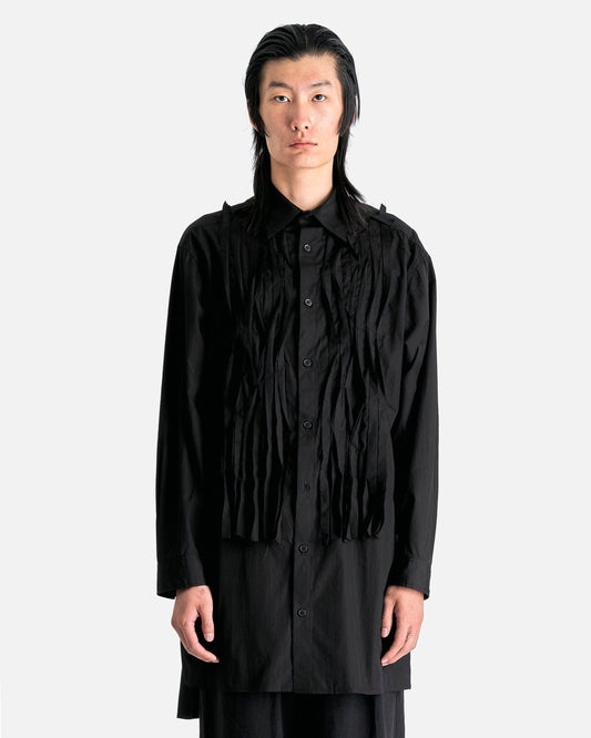 Yohji Yamamoto Pour Homme Men's Shirts U-Chain Stitch B/ Cloth in Black