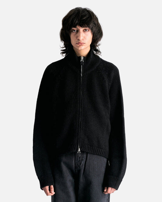 Our Legacy Men's Tops Ultra Zip Funnel in Jet Black Isles Wool