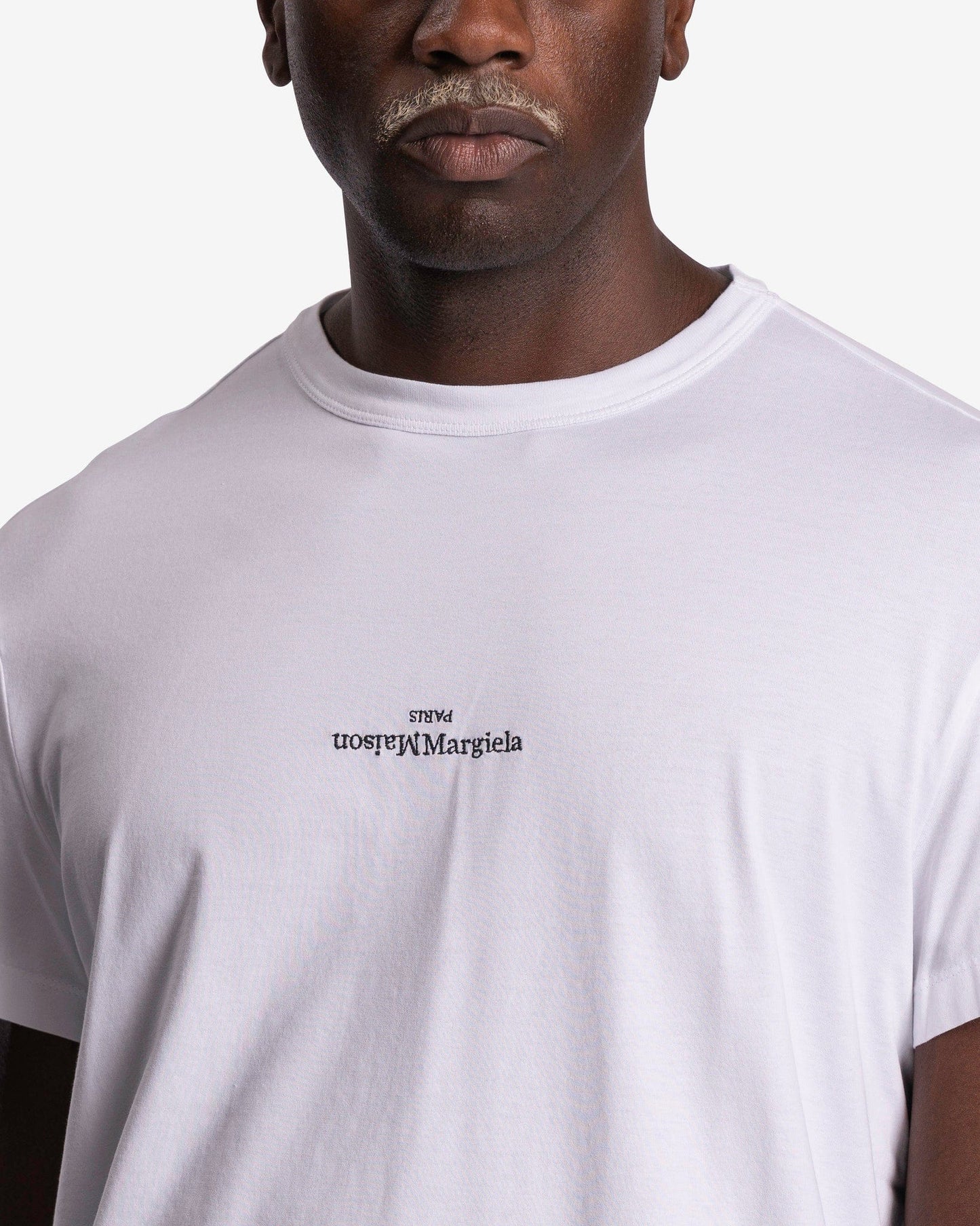 Maison Margiela Men's T-Shirts Upside Down Logo T-Shirt in White