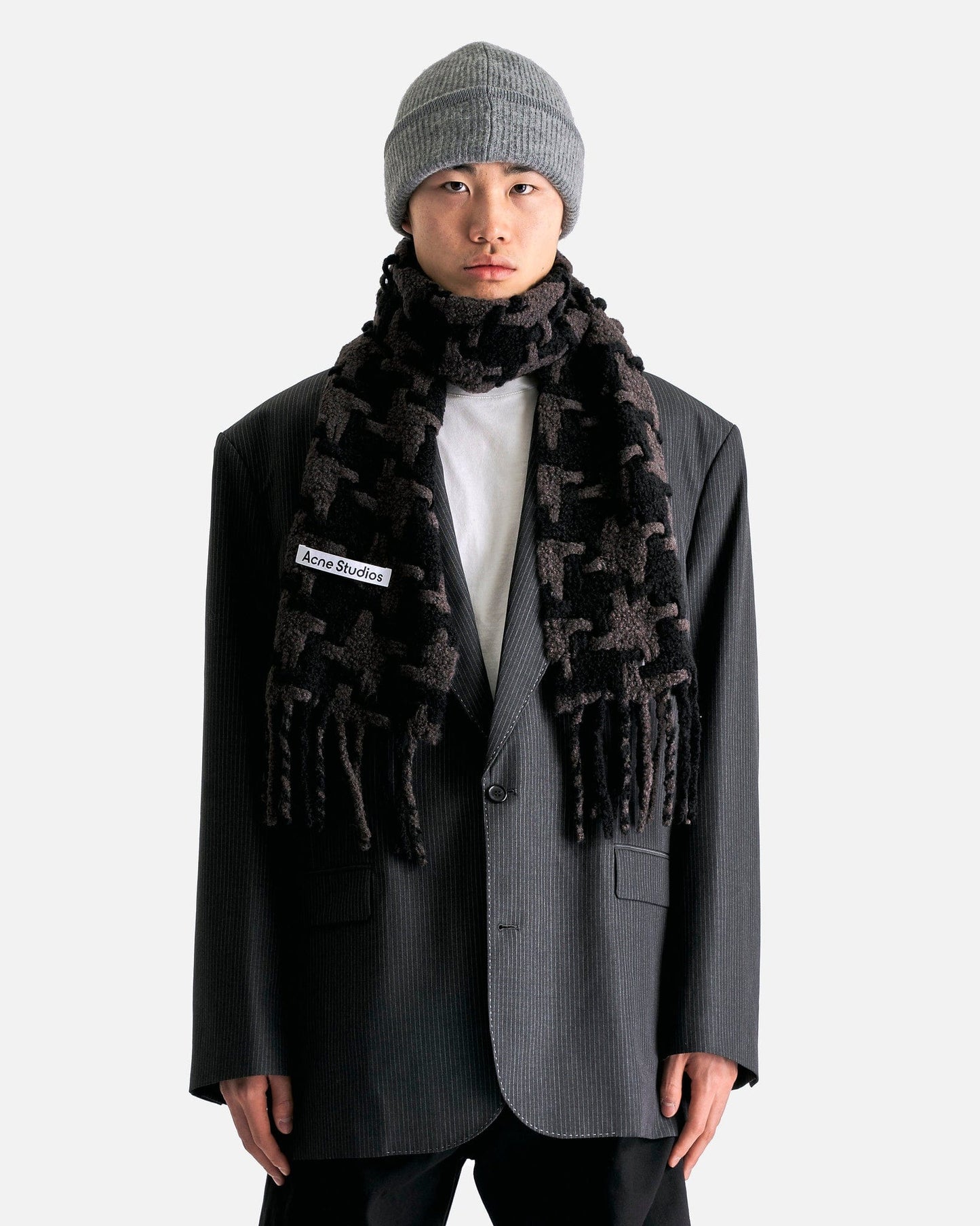 Acne Studios Scarves OS Vadik Pied De Poule Scarf in Black/Grey