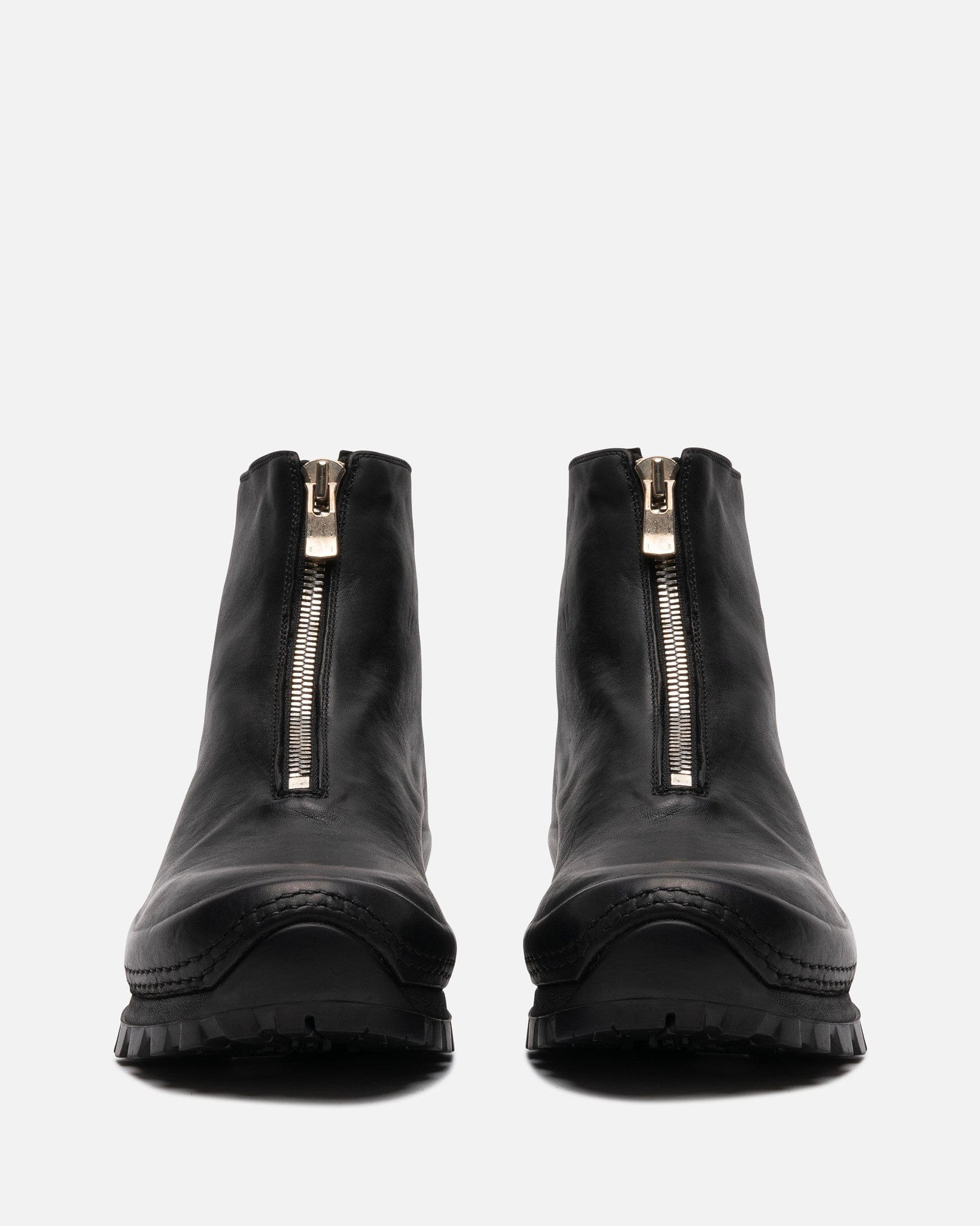 Guidi Men's Boots VS01 Full Grain Leather Front Zip Boots in Black