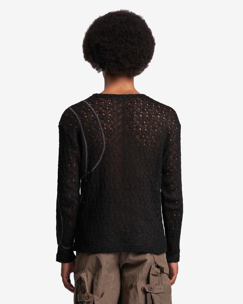 Watton Net Crewneck Sweater in Black