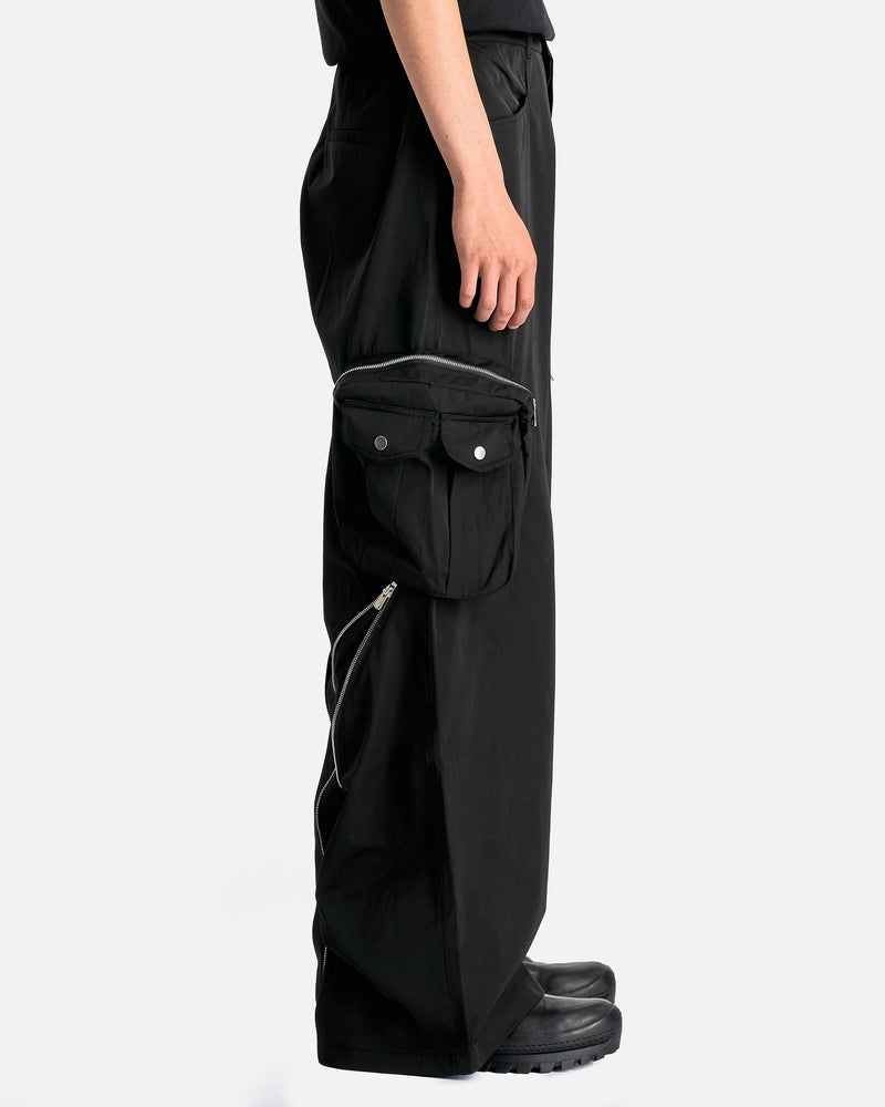 FFFPOSTALSERVICE Men's Pants Wide Backzip Cargos in Black