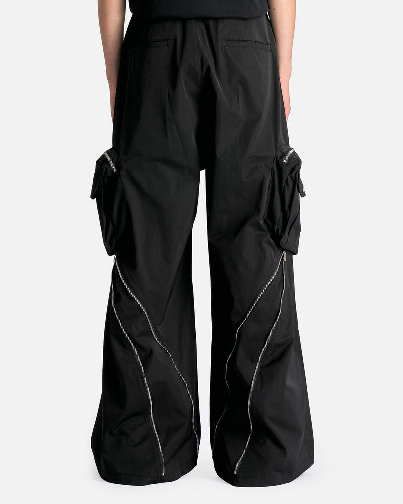 FFFPOSTALSERVICE Men's Pants Wide Backzip Cargos in Black