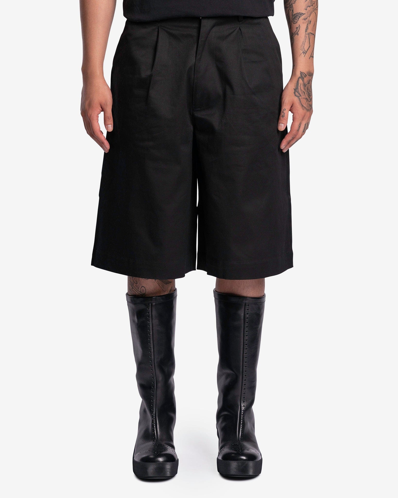 LU'U DAN Men's Shorts Wide Leg Shorts in Black