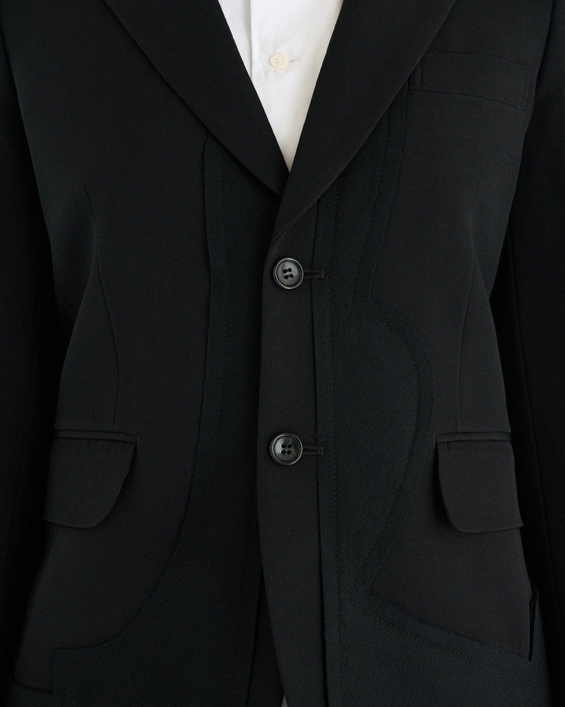 BLACK Comme des Garçons Men's Jackets Women's Wool Gabardine Jacket in Black