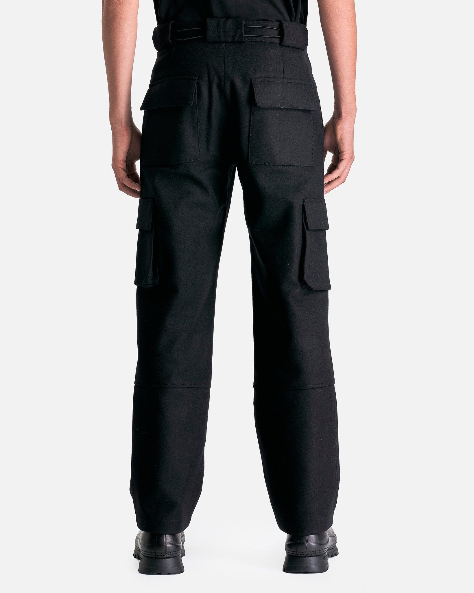 GR10K Men's Pants Wool Cloth Cargo Pants in Black