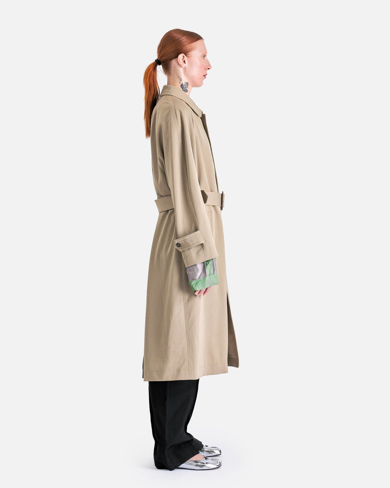 Maison Margiela Women Jackets Wool Gabardine Trench Coat in Beige