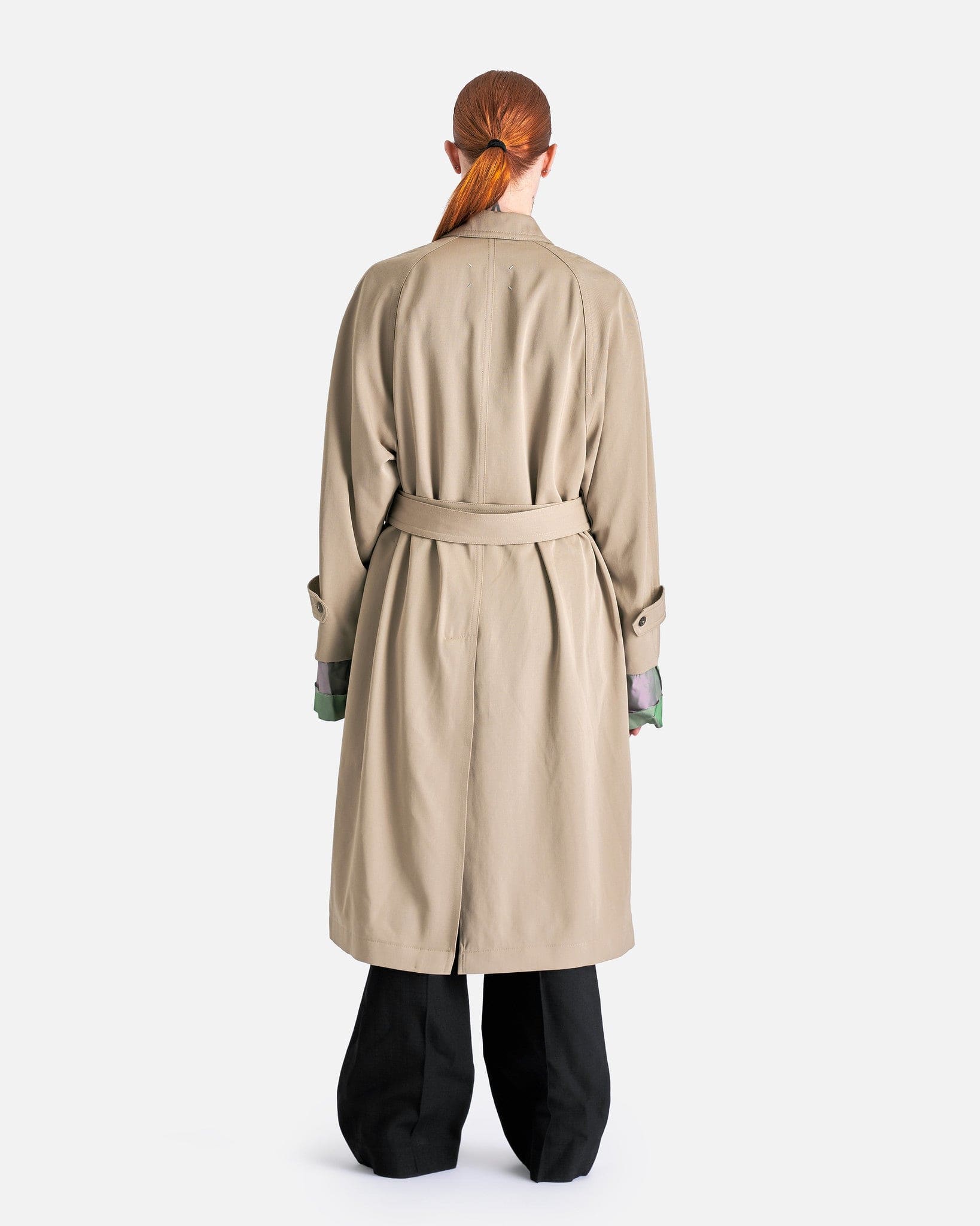 Wool Gabardine Trench Coat in Beige