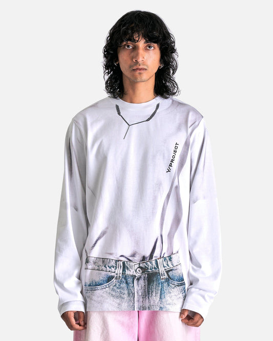 Y/Project Men's T-Shirts YP Trompe L'oeil Long Sleeve T-Shirt in White