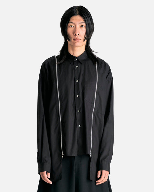 BLACK Comme des Garçons Men's Shirts Zip-Off Panel Shirt in Black