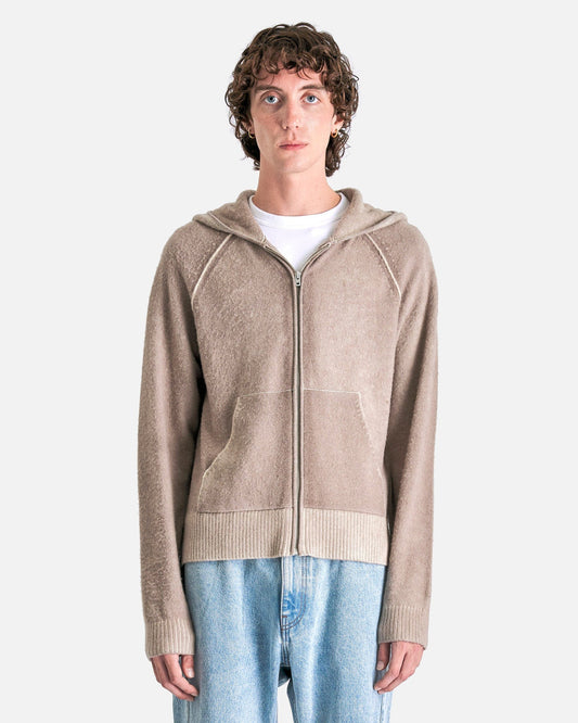 Acne Studios Men's Sweater Zipped Hooded Sweater in Nude