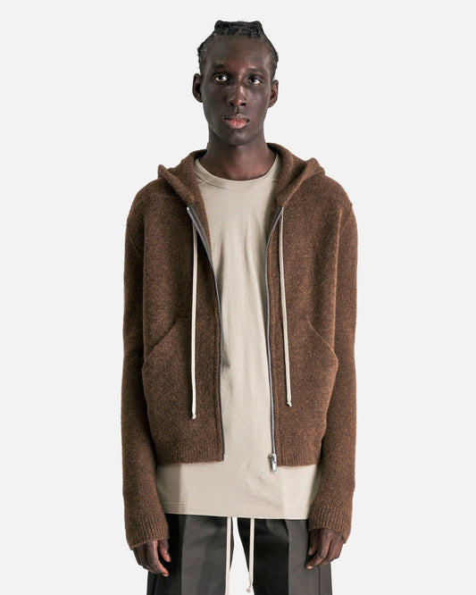 Rick Owens Men's Sweatshirts Zipped Long Hoodie in Brown