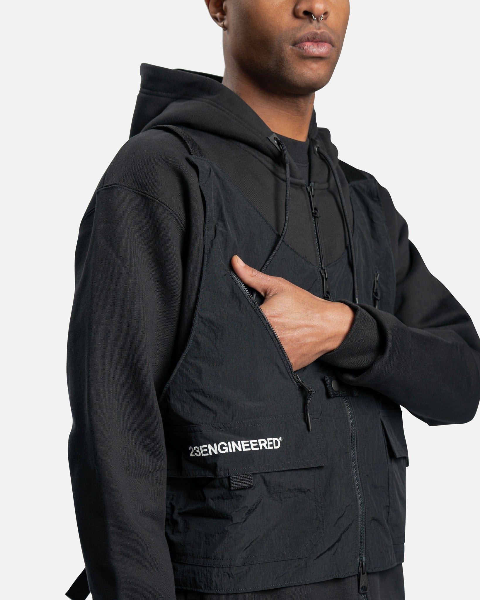 23 Engineered Full Zip Hoodie in Black