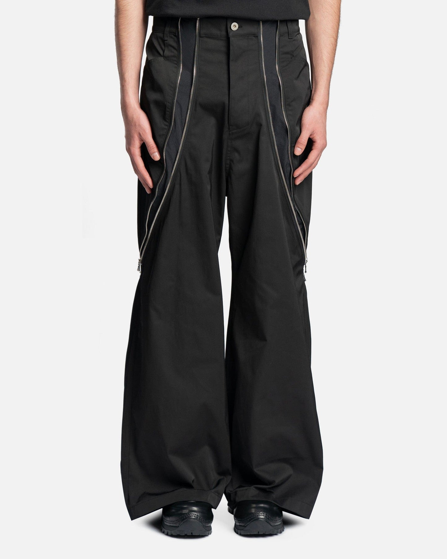 FFFPOSTALSERVICE Men's Pants 3-Way Zip Trouser in Black/Black