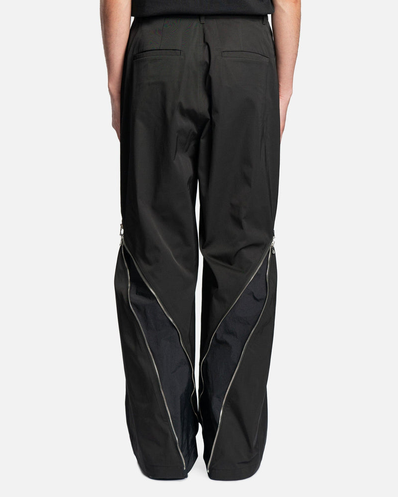 FFFPOSTALSERVICE Men's Pants 3-Way Zip Trouser in Black/Black