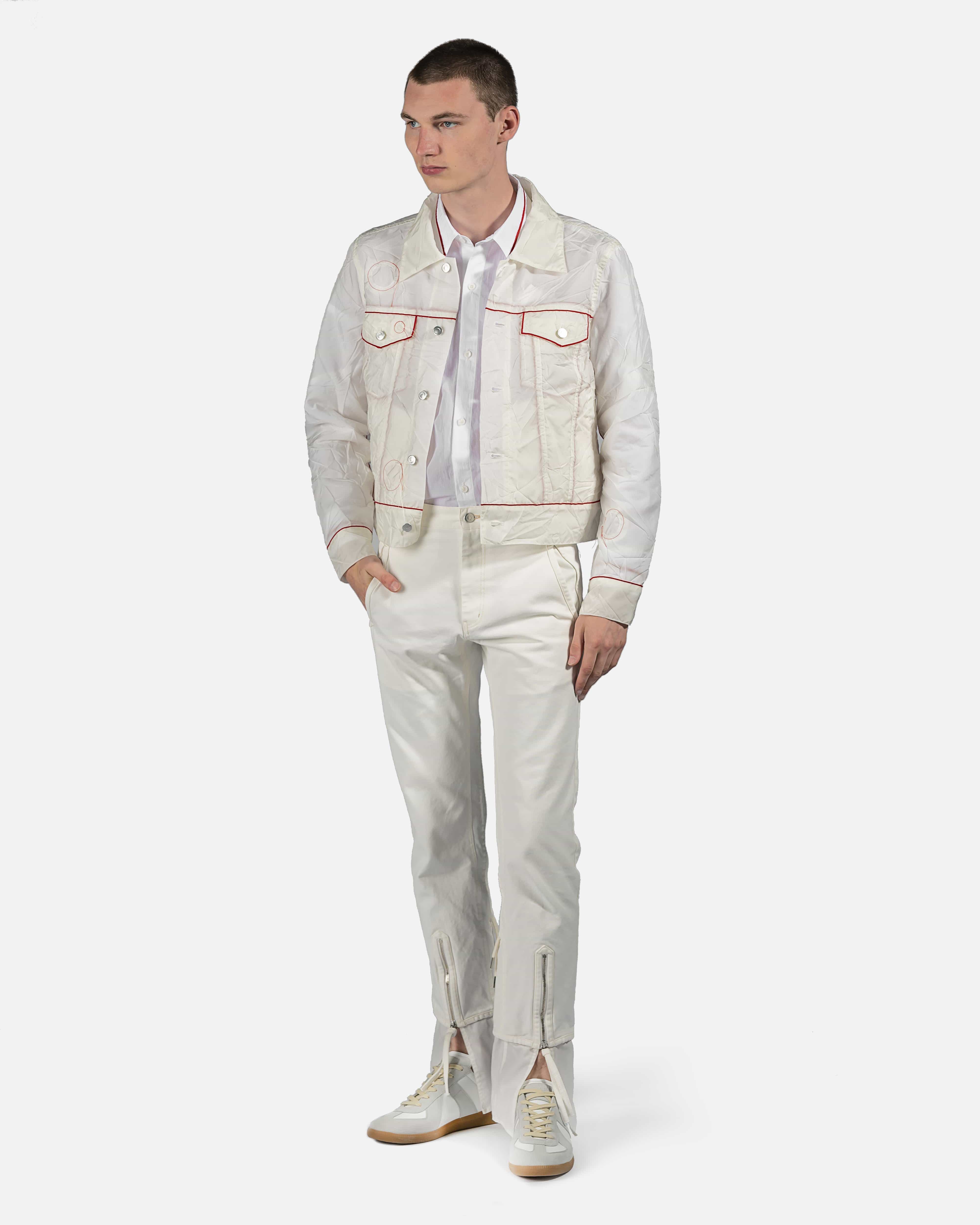 Airbag Trucker Jacket in White/Red