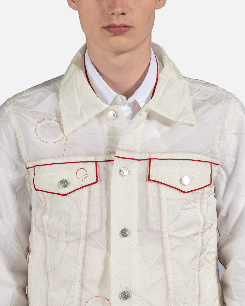 Airbag Trucker Jacket in White/Red