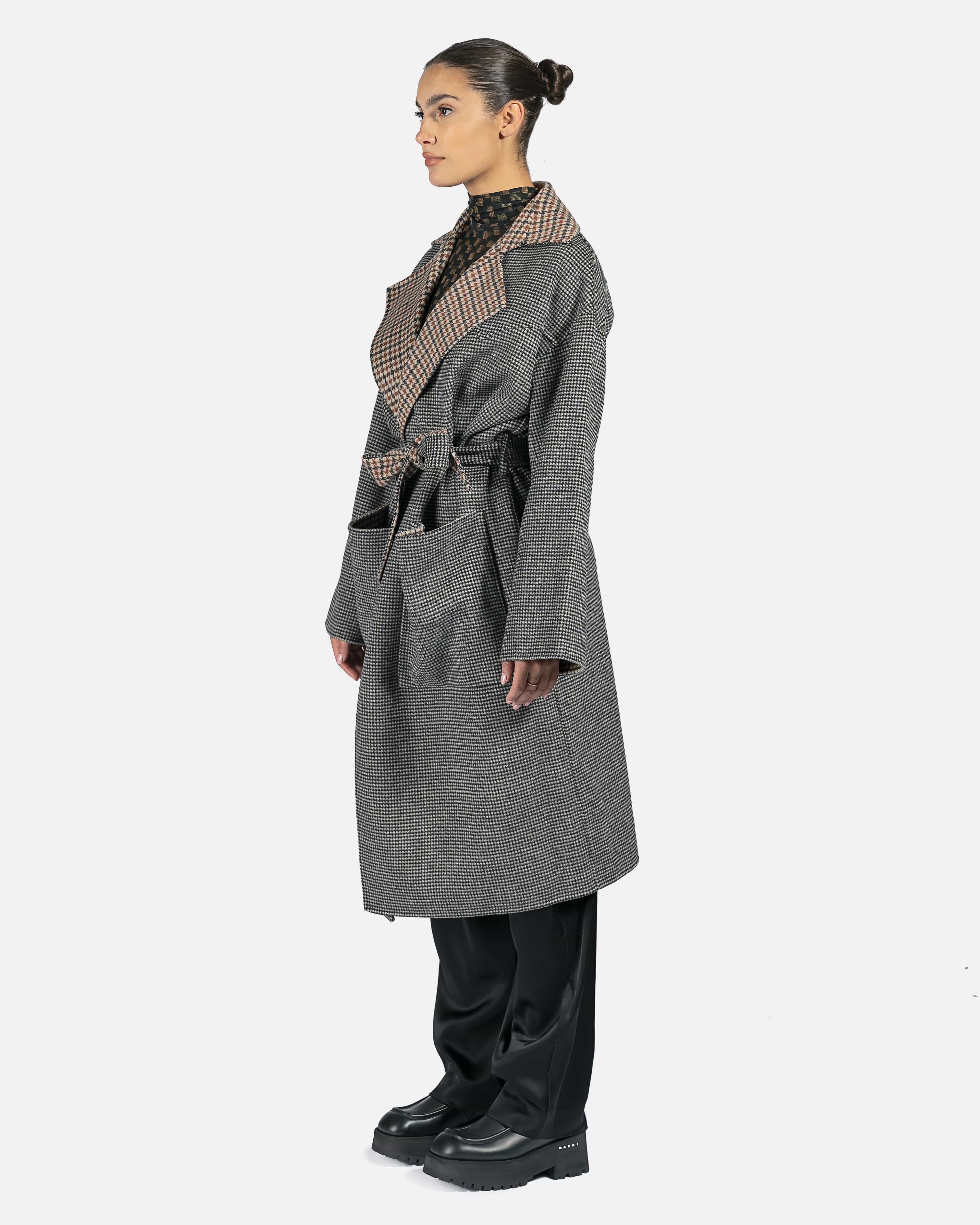 Alamo Reversible Oversized Coat in Grey Check SVRN