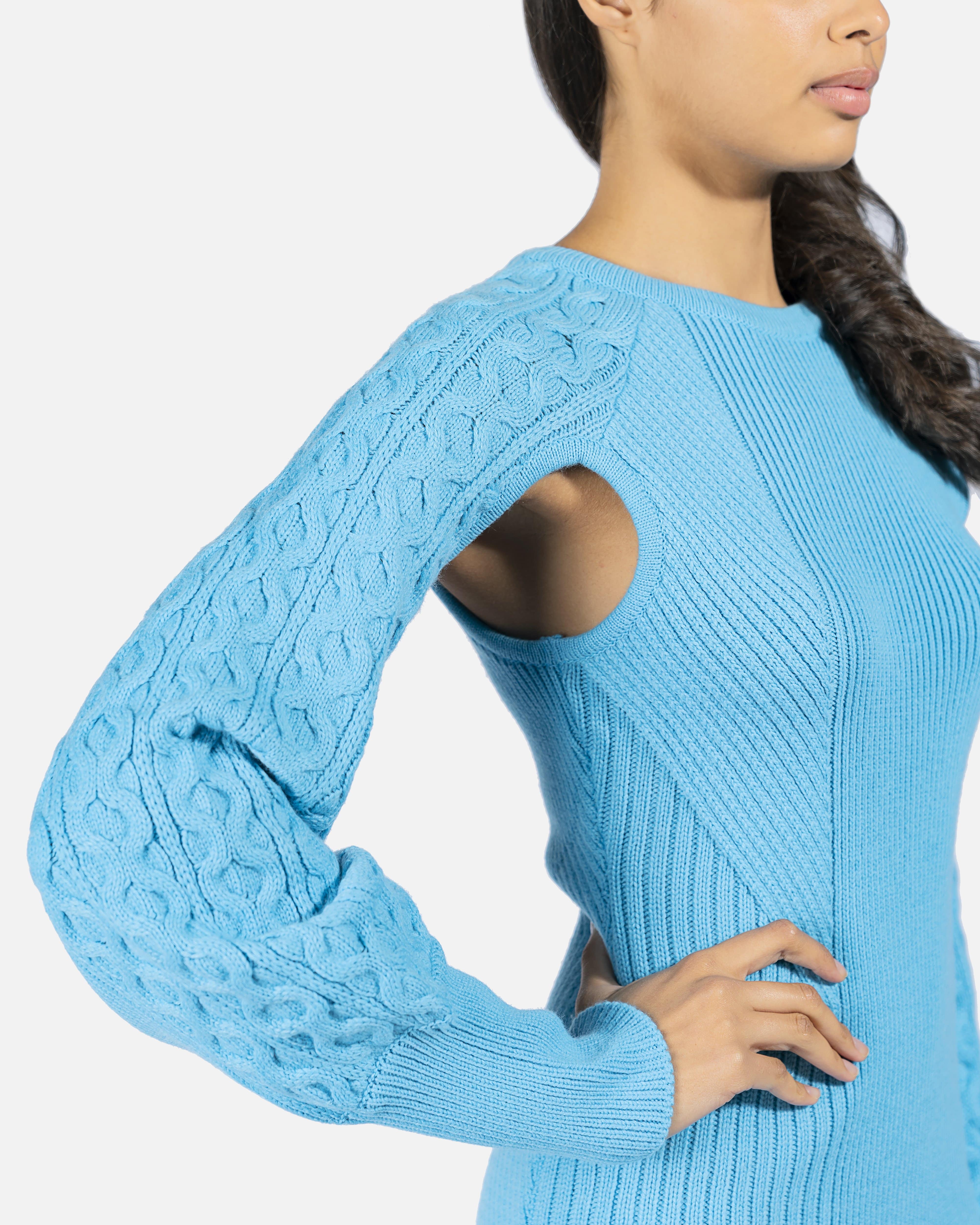 Batty Cut Out Mini Knit Onepiece in Blue – SVRN