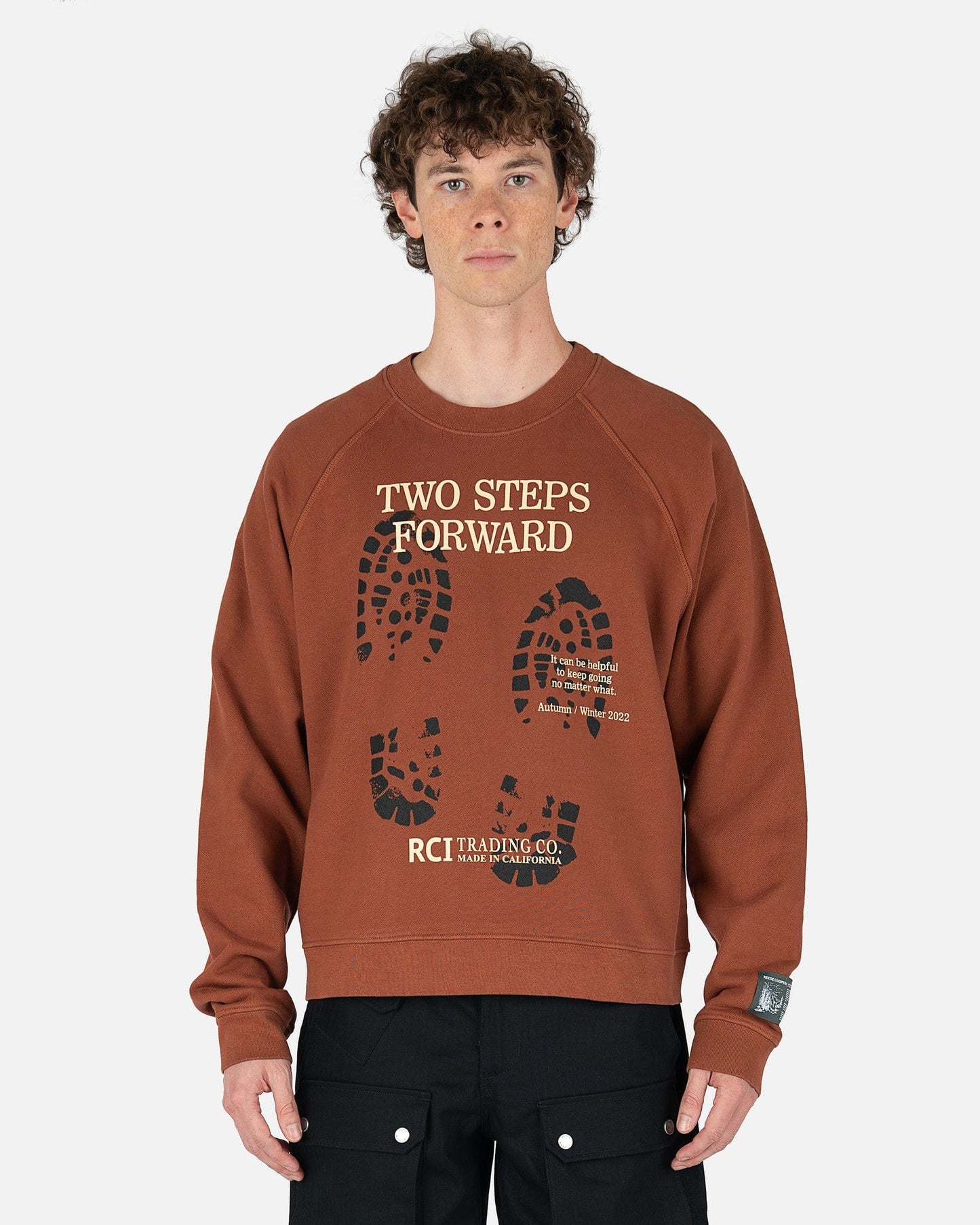 Reese Cooper Men's Sweatshirts Bootprint Crewneck in Coffee