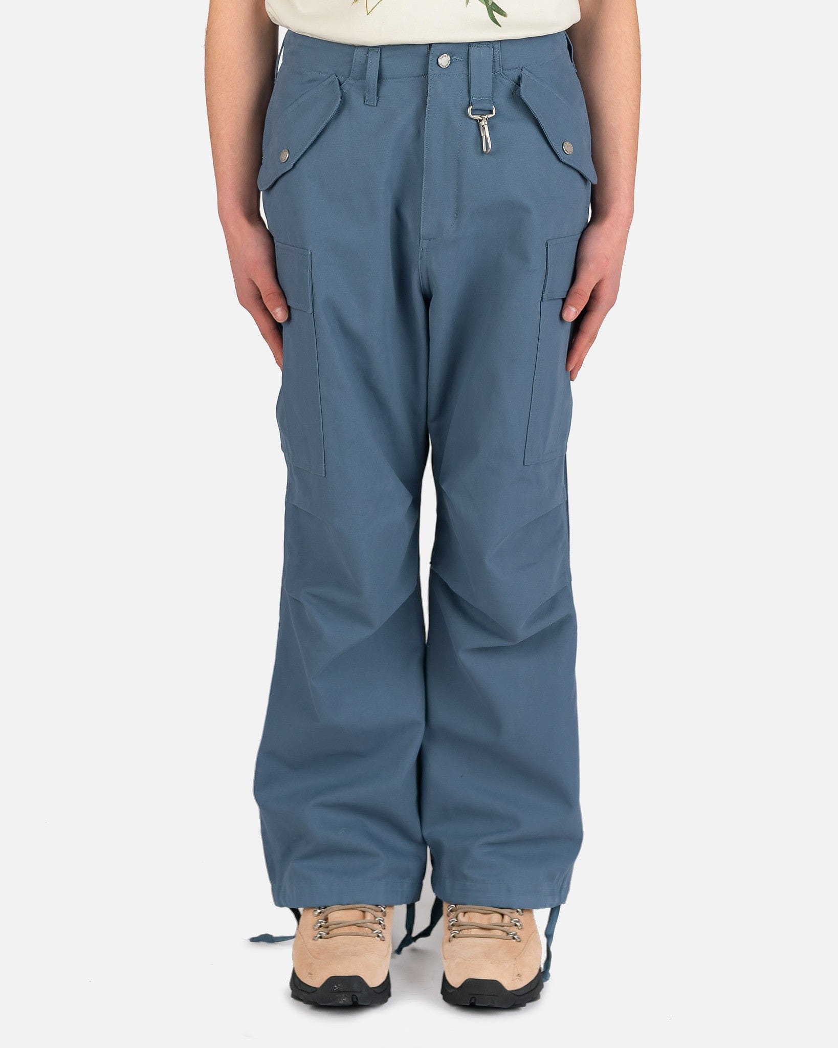 Brushed Cotton Canvas Cargo Pants in Slate