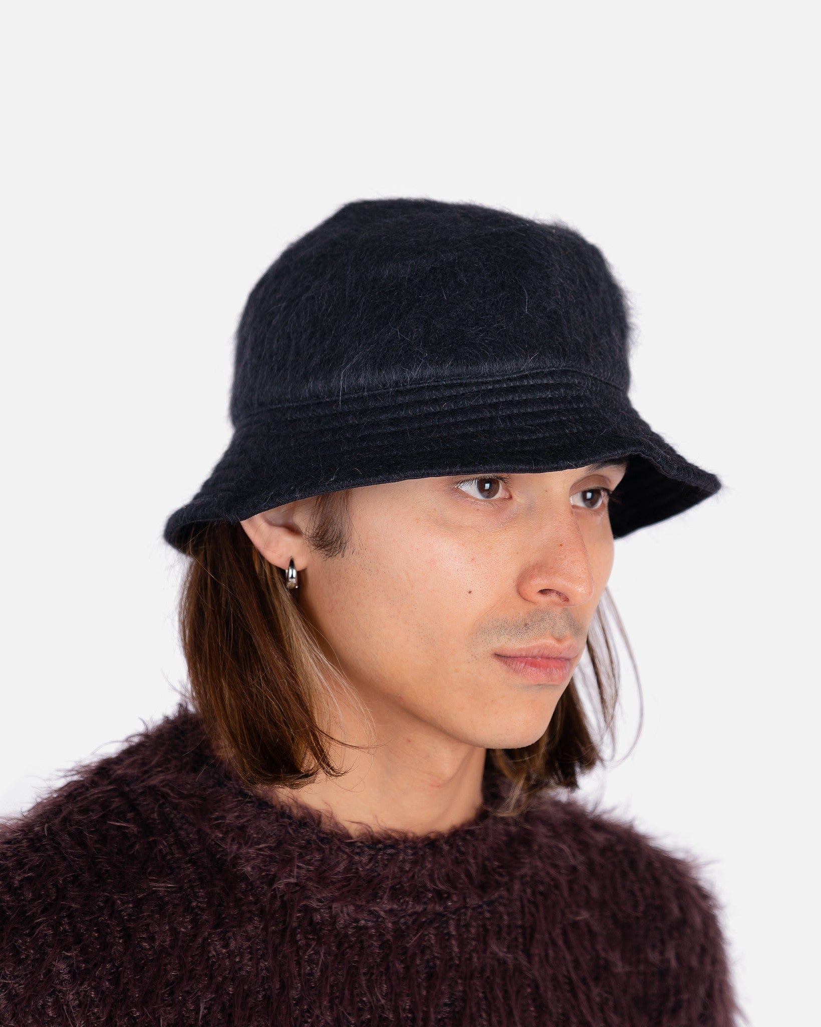 Bucket Hat in Black Mohair