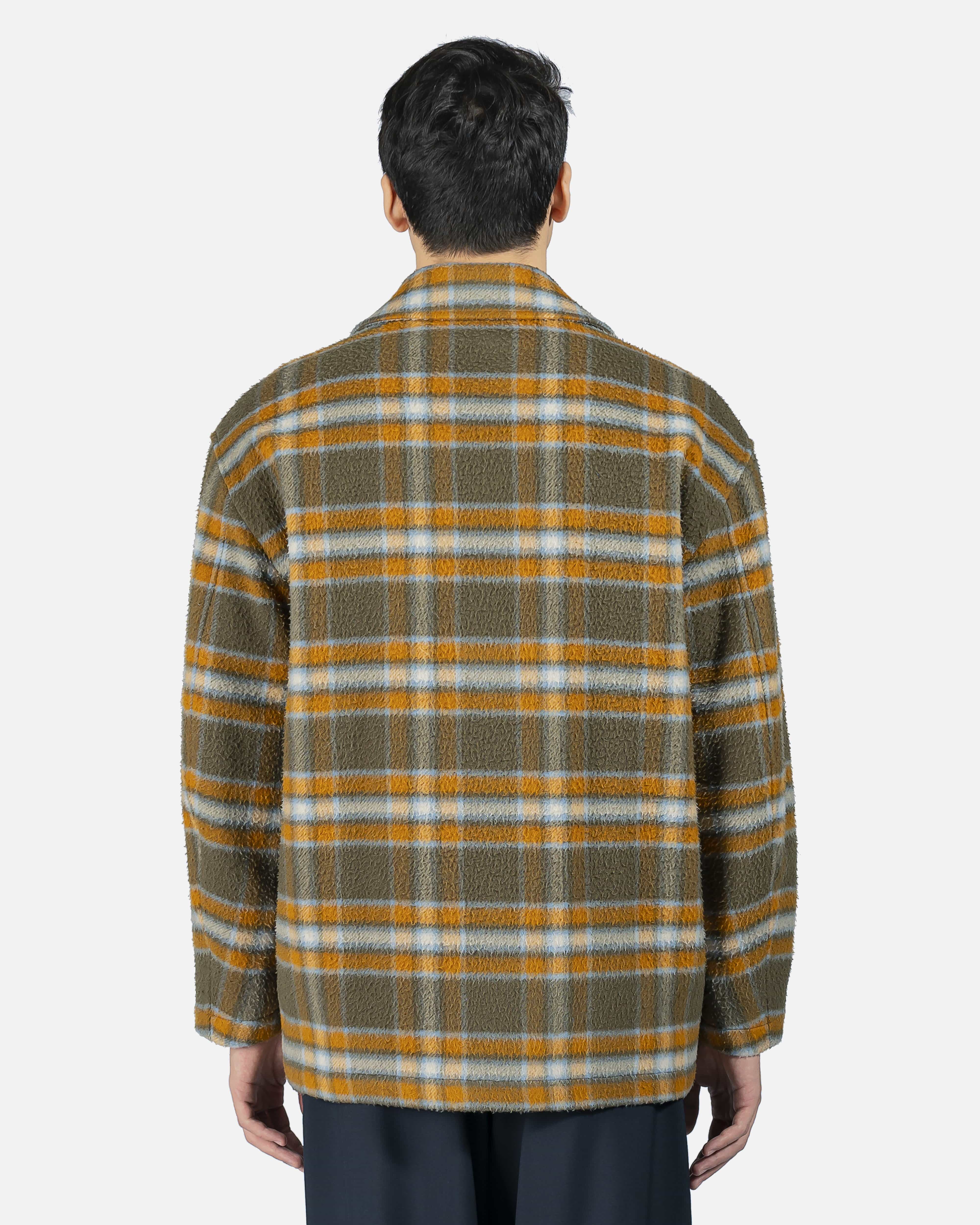 Button-Up Shirt Jacket in Wool Check