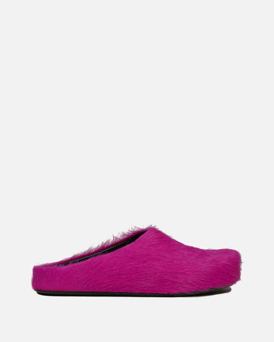 Marni Men's Shoes Calf-Hair Sabot in Fuchsia