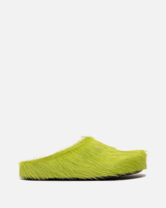 Marni Men's Shoes Calf-Hair Sabot in Lime Green